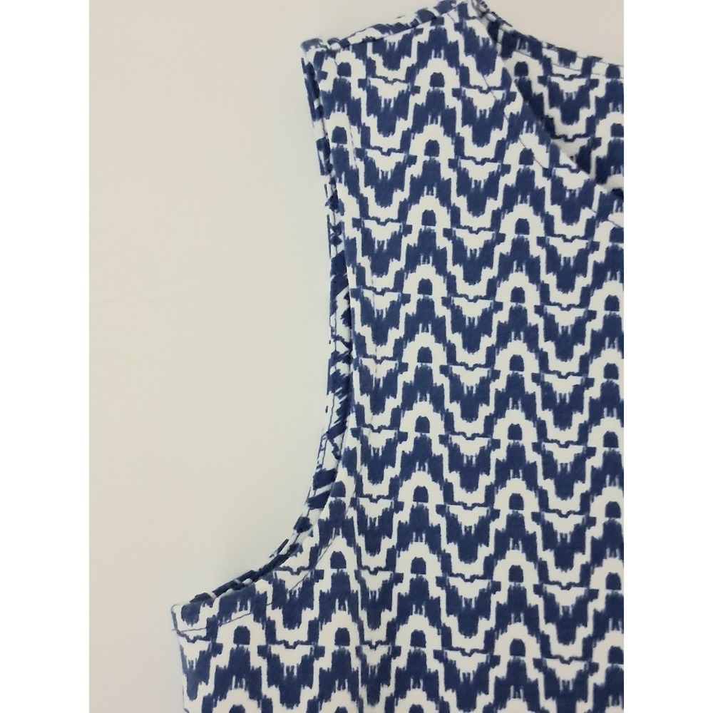 Talbots Dress Women's Size XS Petite Fit & Flare Blue Geometric Sleeveless Zip - Picture 5 of 8